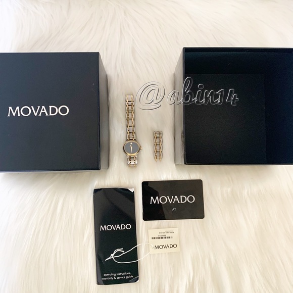 Movado 0604518 Ladies Watch Two Tone Folio Black Dial - Picture 11 of 11